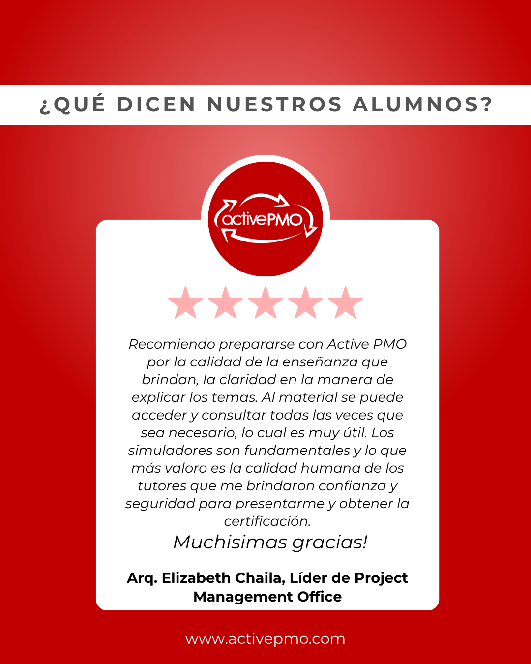 testimonio alumnos activepmo active pmo capacitacion curso taller direccion de proyectos pmp
