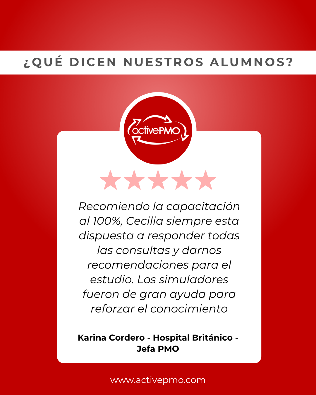 testimonio alumnos activepmo active pmo capacitacion curso taller direccion de proyectos pmp
